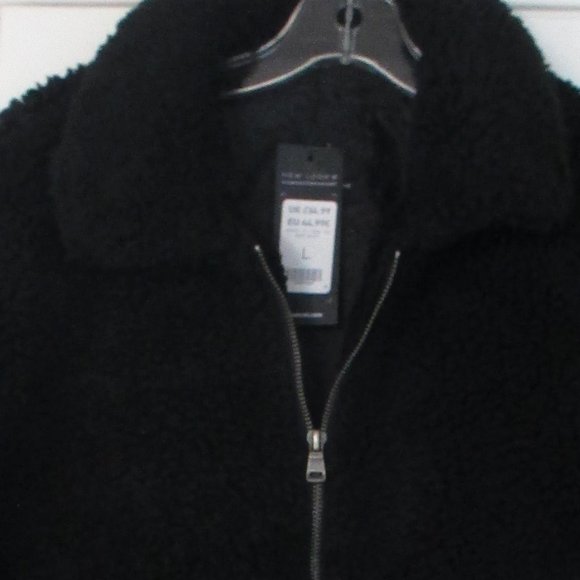 (NWT) New Look: Borg (collared) Teddy jacket, Black, Mens Large - Picture 5 of 6